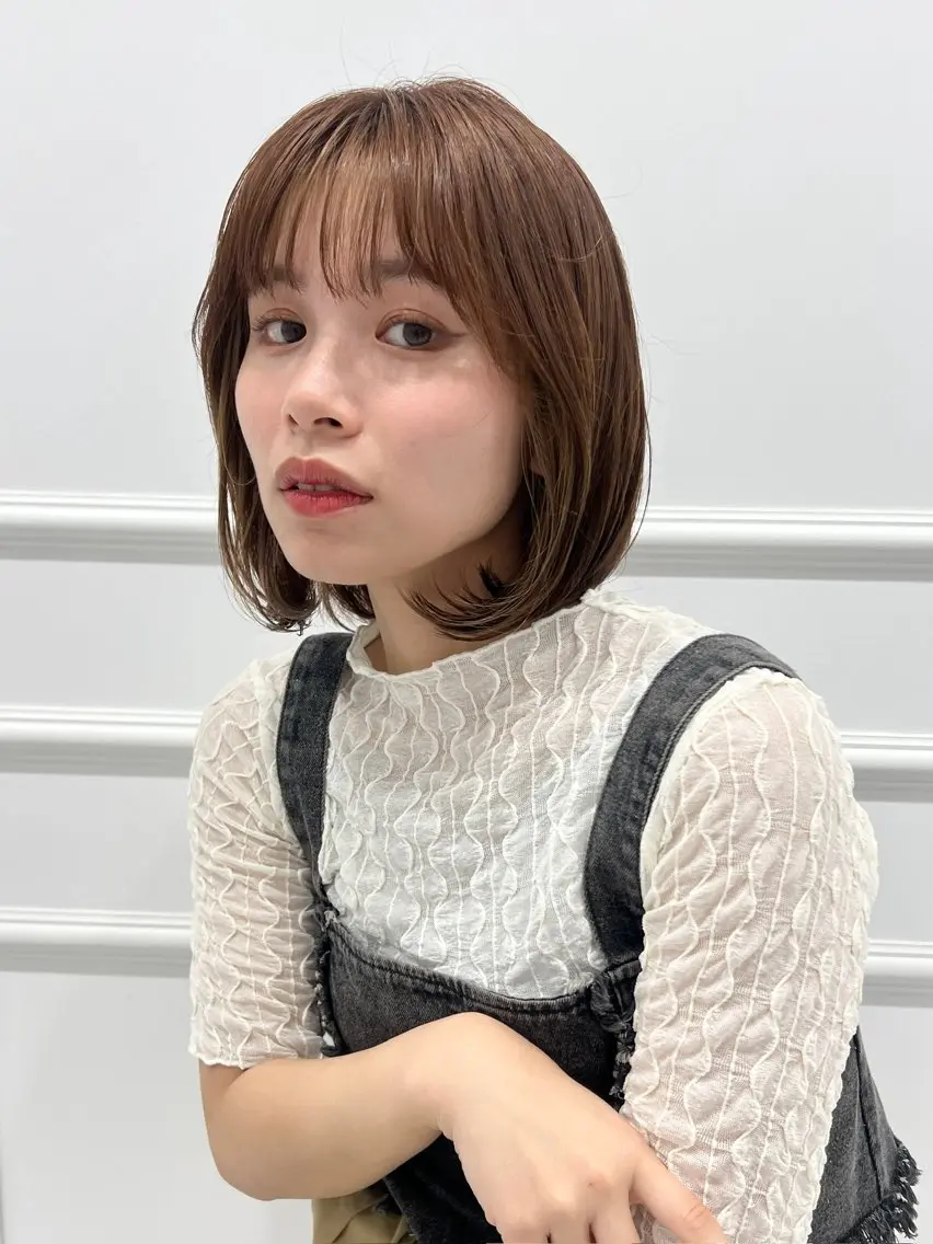 ミディアム ボブ カット ヘアカラー 高木 麻知子のヘアスタイル