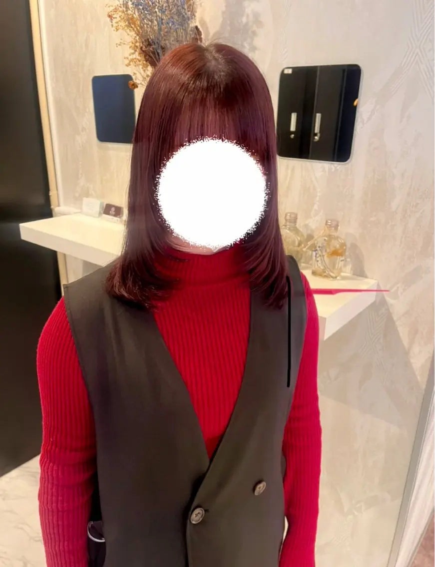 ミディアム カラー ブラウンカラー レイヤーカット ヘアカラー 石川 花奈のヘアスタイル
