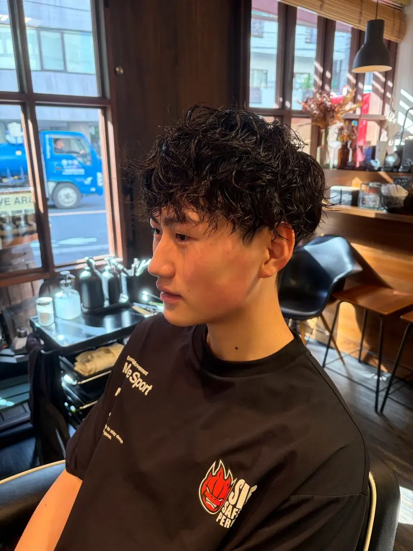 ミディアム ミディアムパーマ カット パーマ ヘッドスパ 早稲田/メンズ専門 /フェード/葛西裕季のヘアスタイル