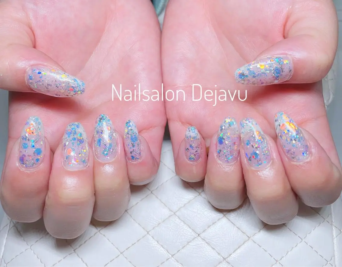 ネイル アートネイル ジェルネイル キラキラネイル ラメ(グリッター) ワンカラーネイル ハンドネイル Nail salon Dejavu 🌿のネイルデザイン