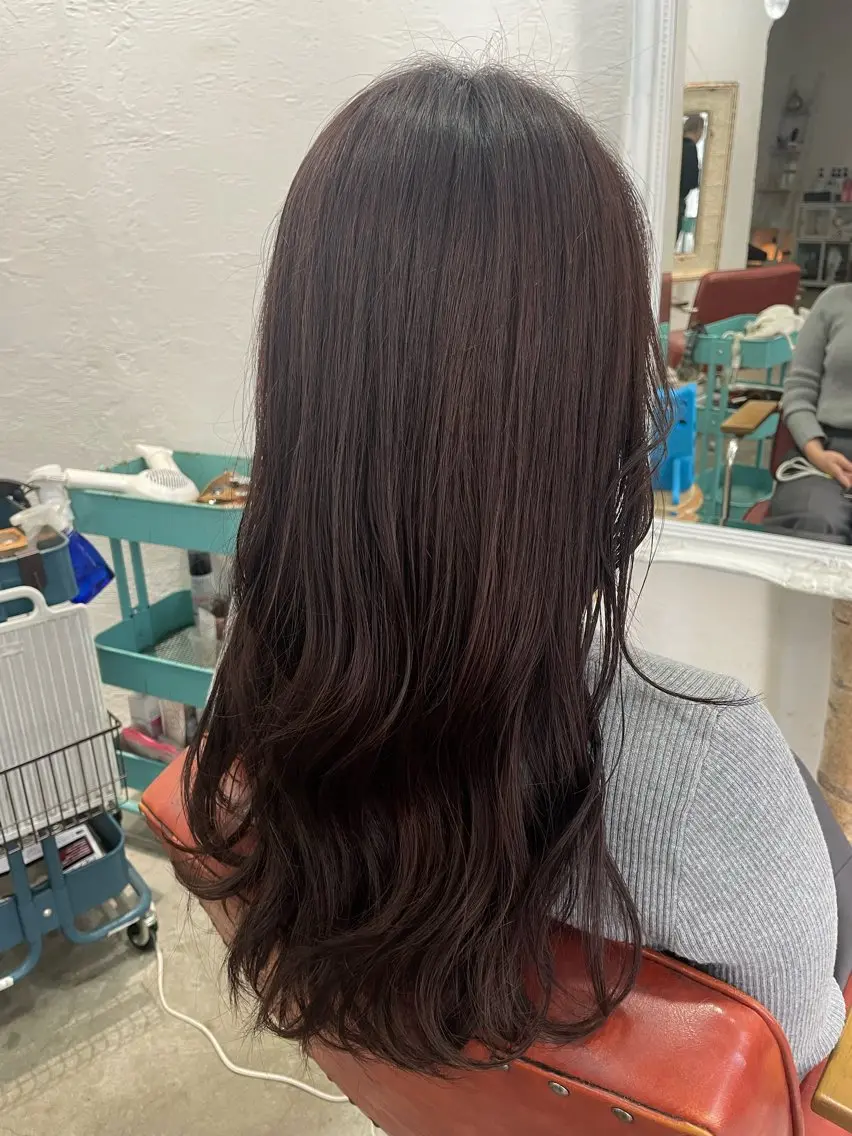 ロング カラー ボルドーカラー fio マナミのヘアスタイル