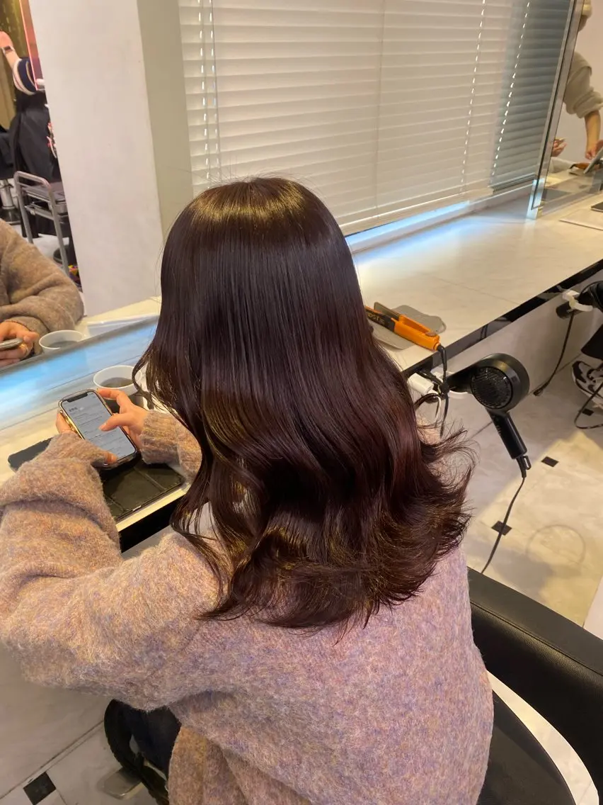 カラー ヘアカラー トリートメント ヘッドスパ ヘアセット ♥️韓国風透明感 暖色misa♥️のヘアスタイル