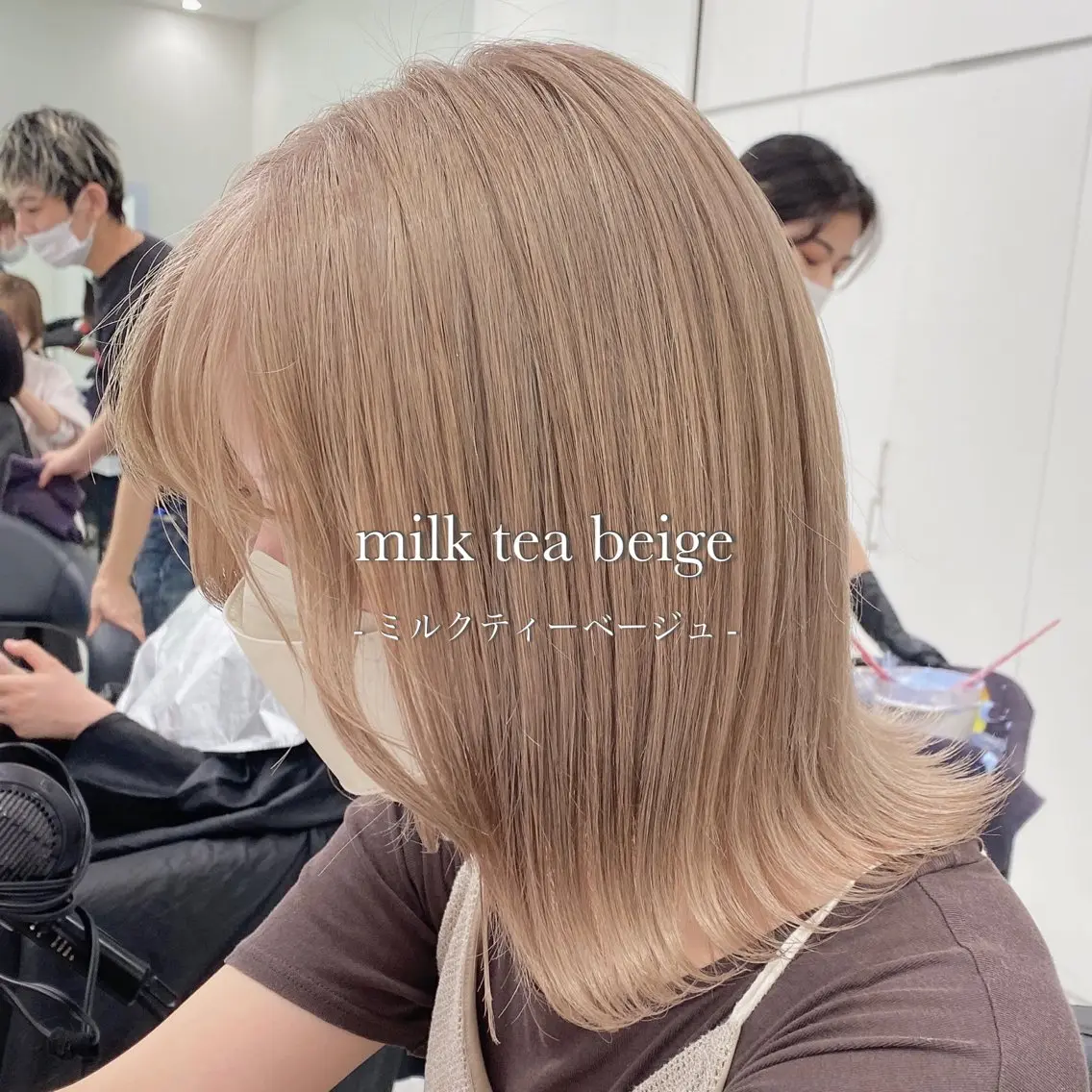 ミディアム カラー ベージュカラー ブリーチ ブロンド グレージュ ハイトーンカラー 色落ち綺麗🩰ハイ トーン🎀RINKAのヘアスタイル