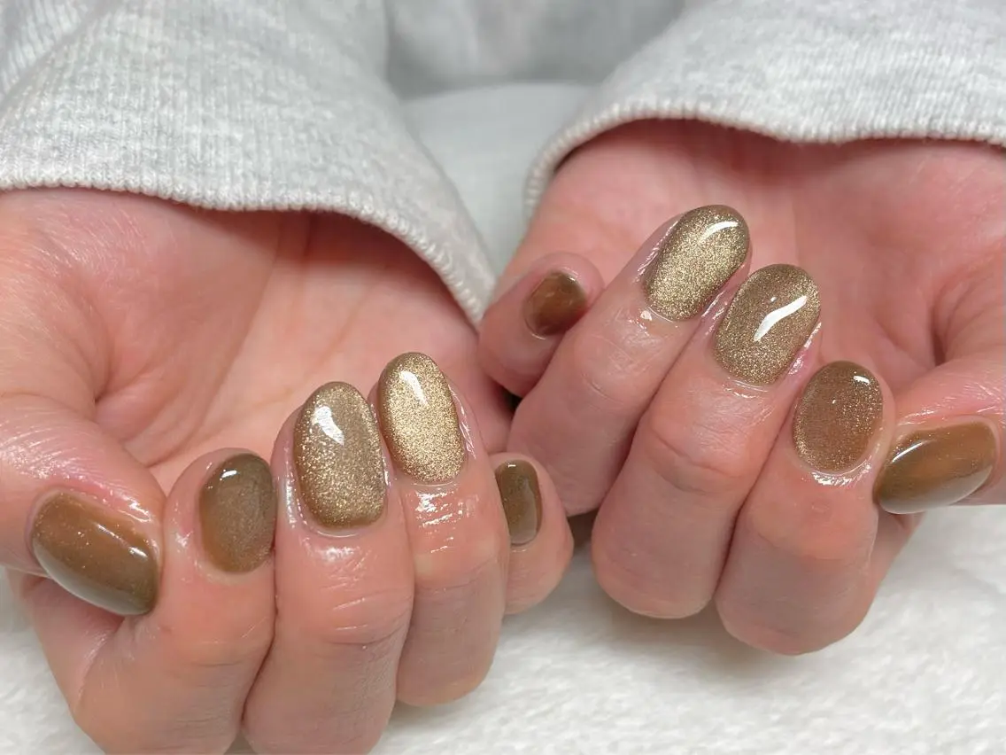 ネイル ブラウン マグネットネイル riri-nail Rie Endoのネイルデザイン