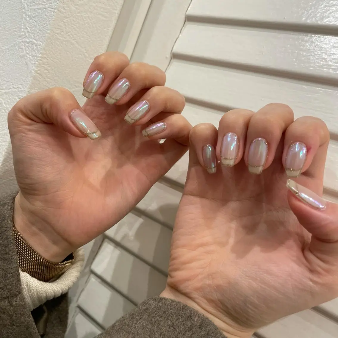 ネイル オーロラネイル フレンチネイル ハンドネイル MIUNail YUMIのネイルデザイン
