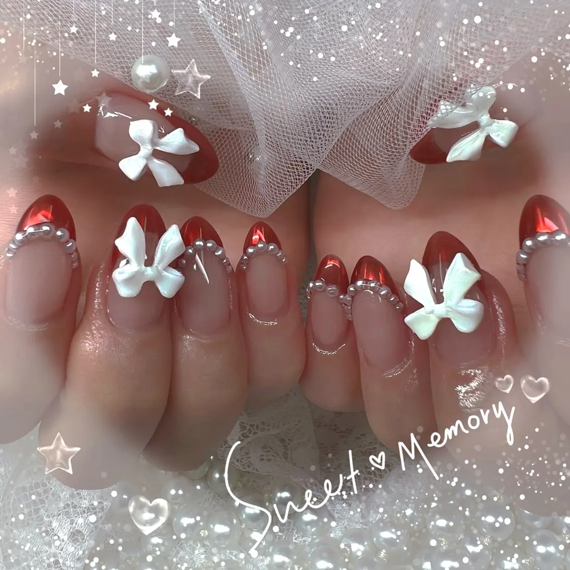 ネイル チークネイル フレンチネイル ガーリー ガラスフレンチ グラデーション Chill Nailsalonのネイルデザイン