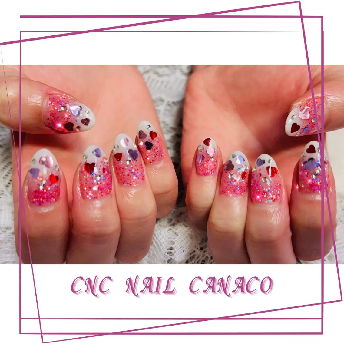 ネイル アートネイル ハート 持ち込み ハンドネイル ハンドケア ベテランネイル cnc  nailのネイルデザイン