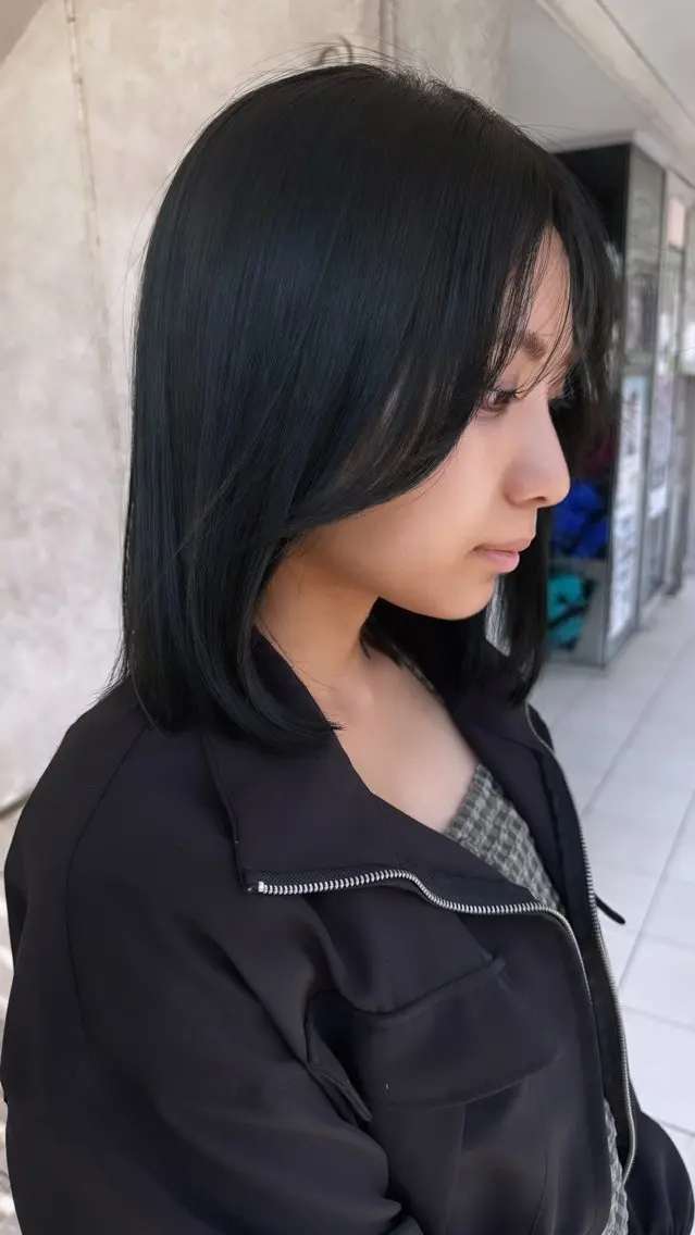 ミディアム カット ヘアカラー 縮毛矯正 トリートメント 椎葉 祐也のヘアスタイル
