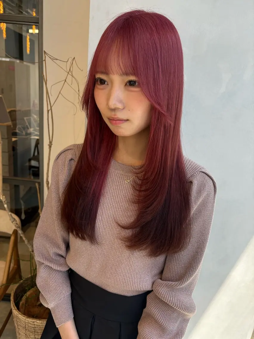 ロング レイヤーカット カット ヘアカラー 渋谷ハイトーン/ デザインカラー阿部のヘアスタイル