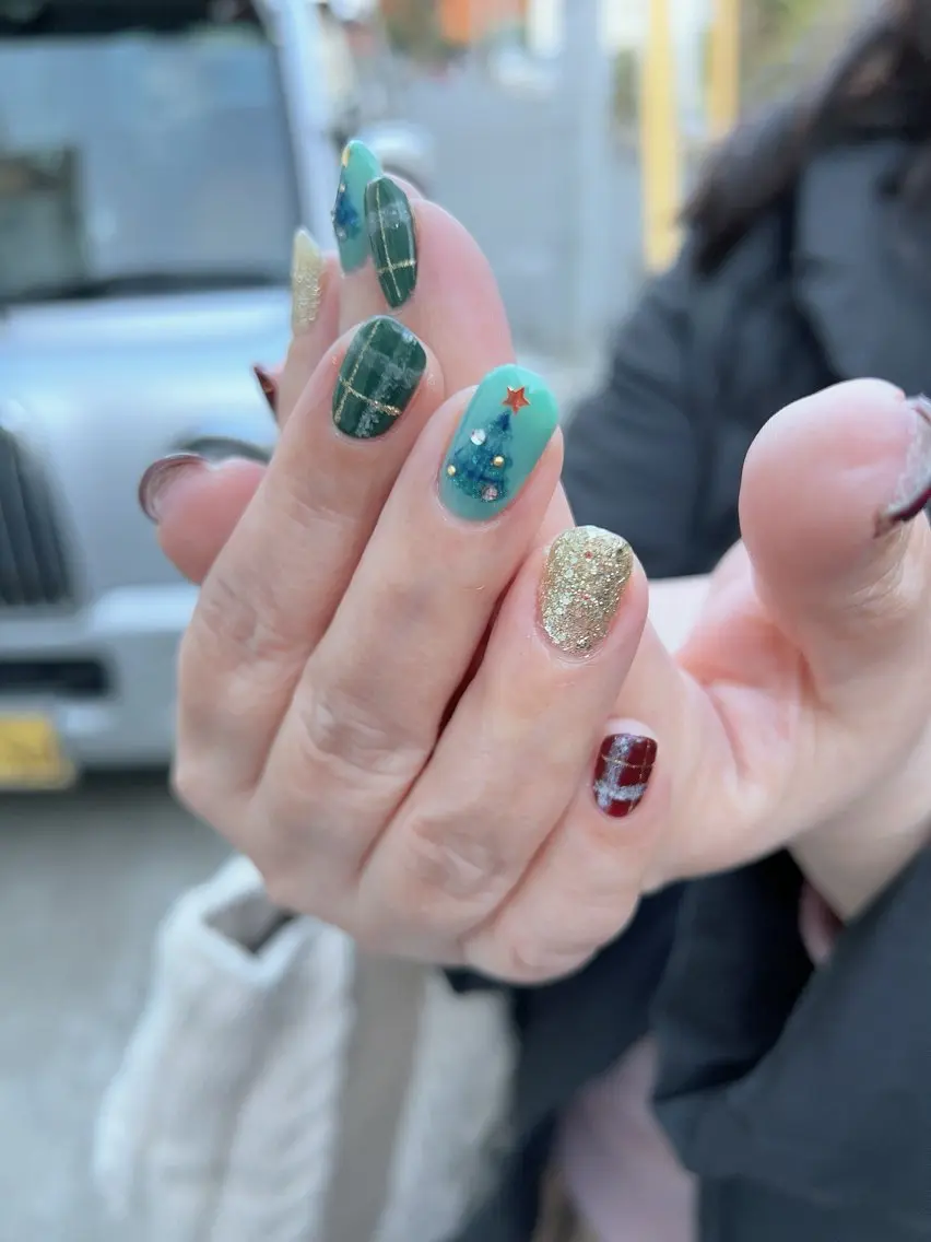 ネイル ジェルネイル 持ち込み パラジェル 冬ネイル クリスマス ハンドネイル Nail Salon Dream Mamのネイルデザイン
