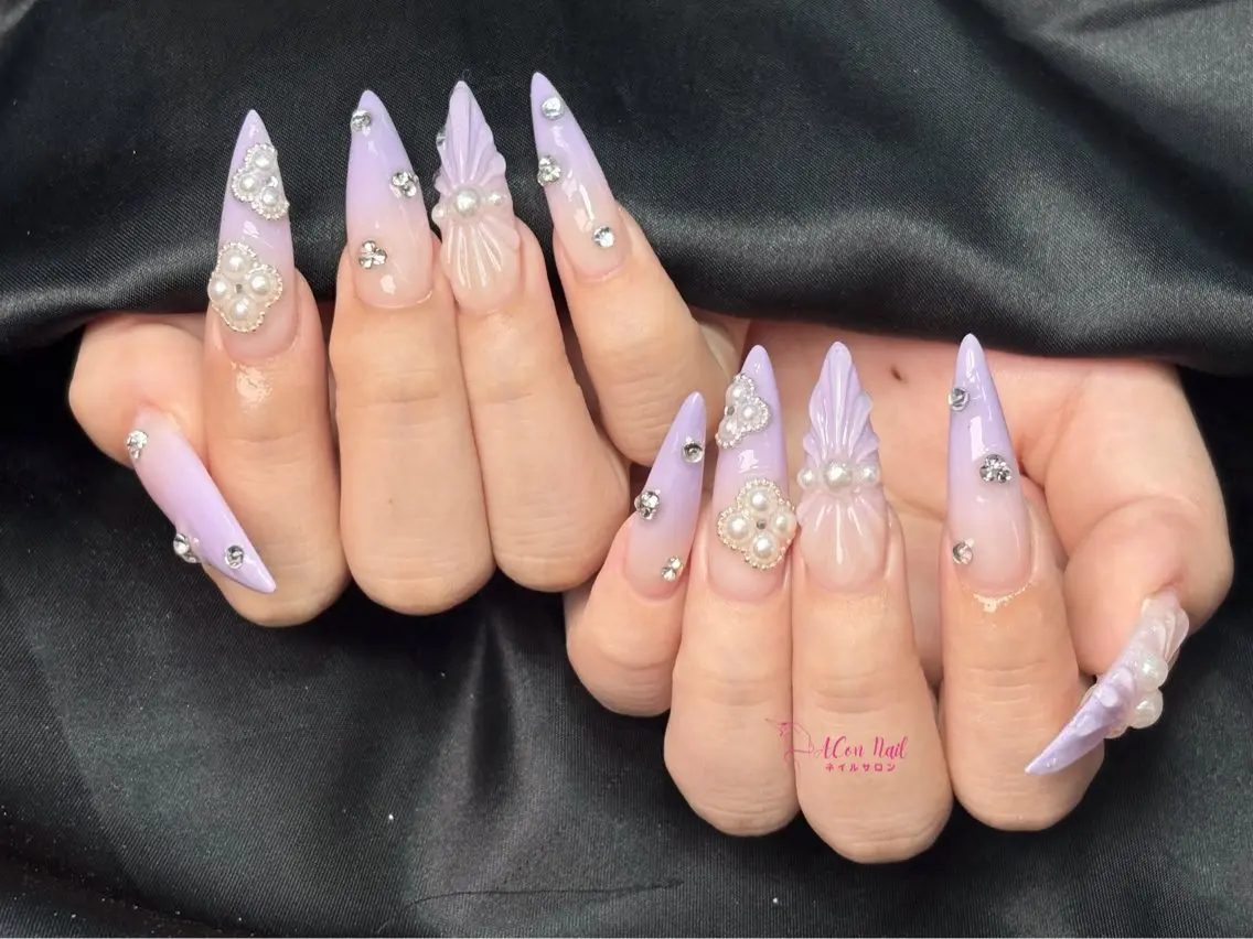 ネイル 桜ネイル 長さ出し フラワーネイル フレンチネイル ジェルネイル ハンドネイル ACon NailSalonのネイルデザイン