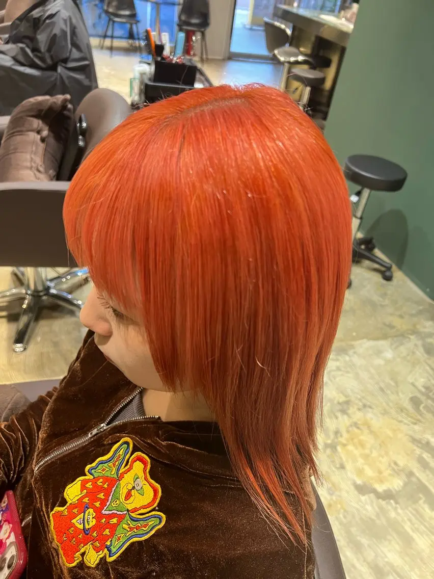 ミディアム カラー オレンジ ヘアカラー トリートメント ヘッドスパ カラースペシャリスト しょう🧑🏼‍🎨のヘアスタイル