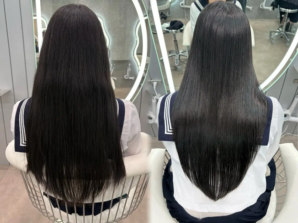 ロング カラー ヘアアレンジ アッシュ 黒髪 ブリーチ ブルーカラー ブルーブラック カット 縮毛矯正 トリートメント ヘアセット 大宮縮毛矯正🩵 レイヤー 佐藤和のヘアスタイル