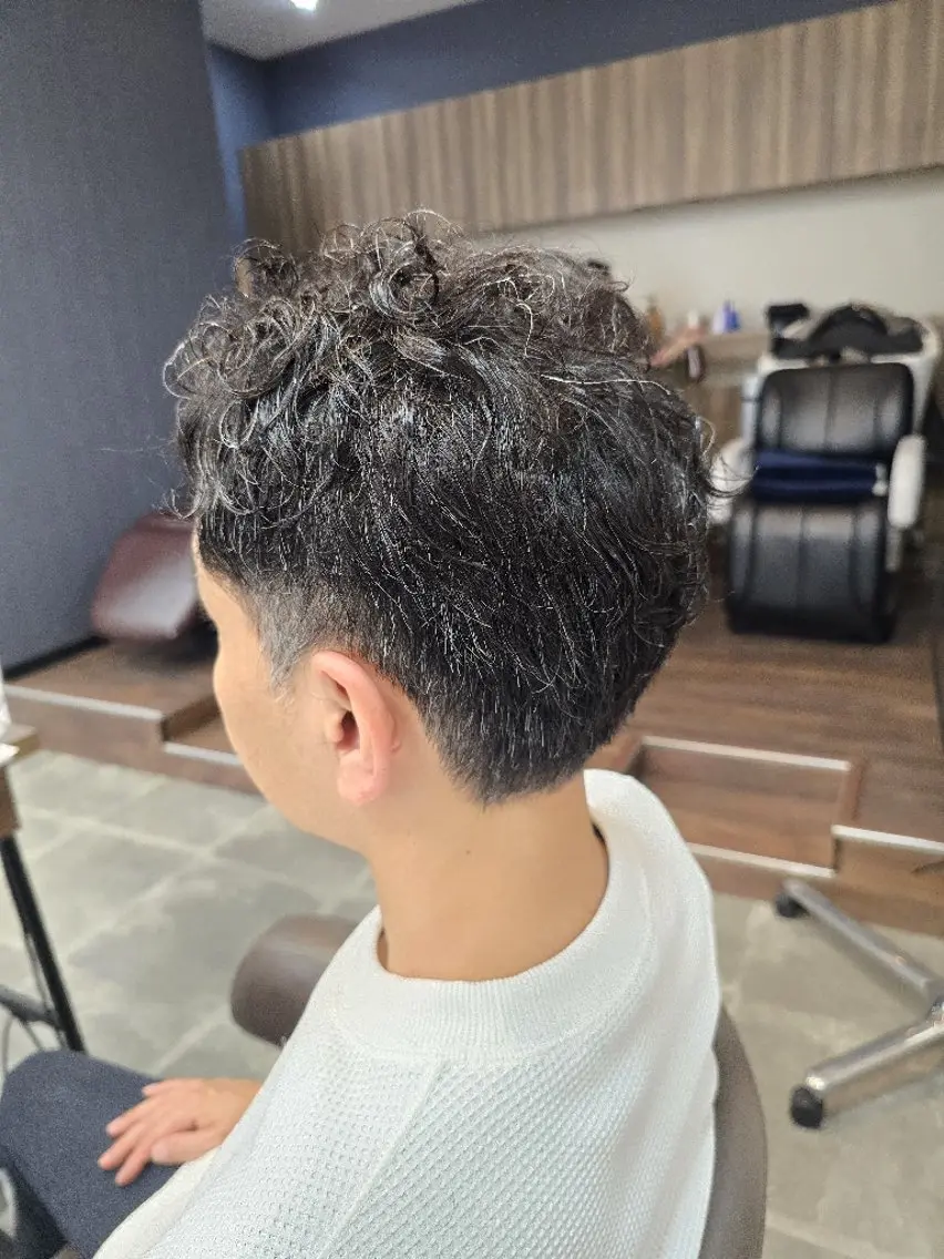 ショート パーマ メンズ フェードカット メンズハイライト メンズインナーカラー メンズパーマ ハイライト 石川(park) ジェウンのヘアスタイル