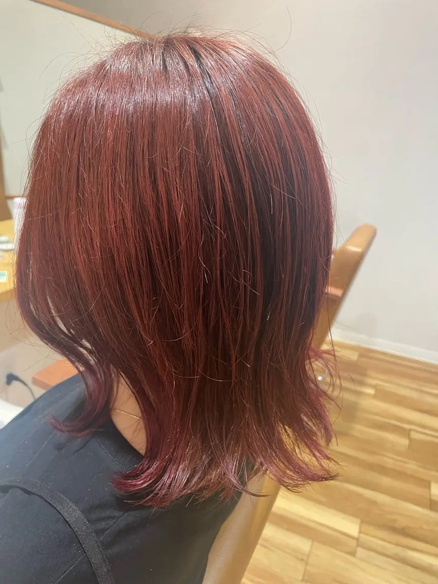 ミディアム カラー パーマ すやま もえのヘアスタイル