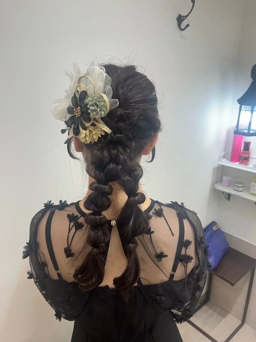 編みおろしヘアセット/ヘアアレンジ🎀お呼ばれやパーティーなどに🎉の写真