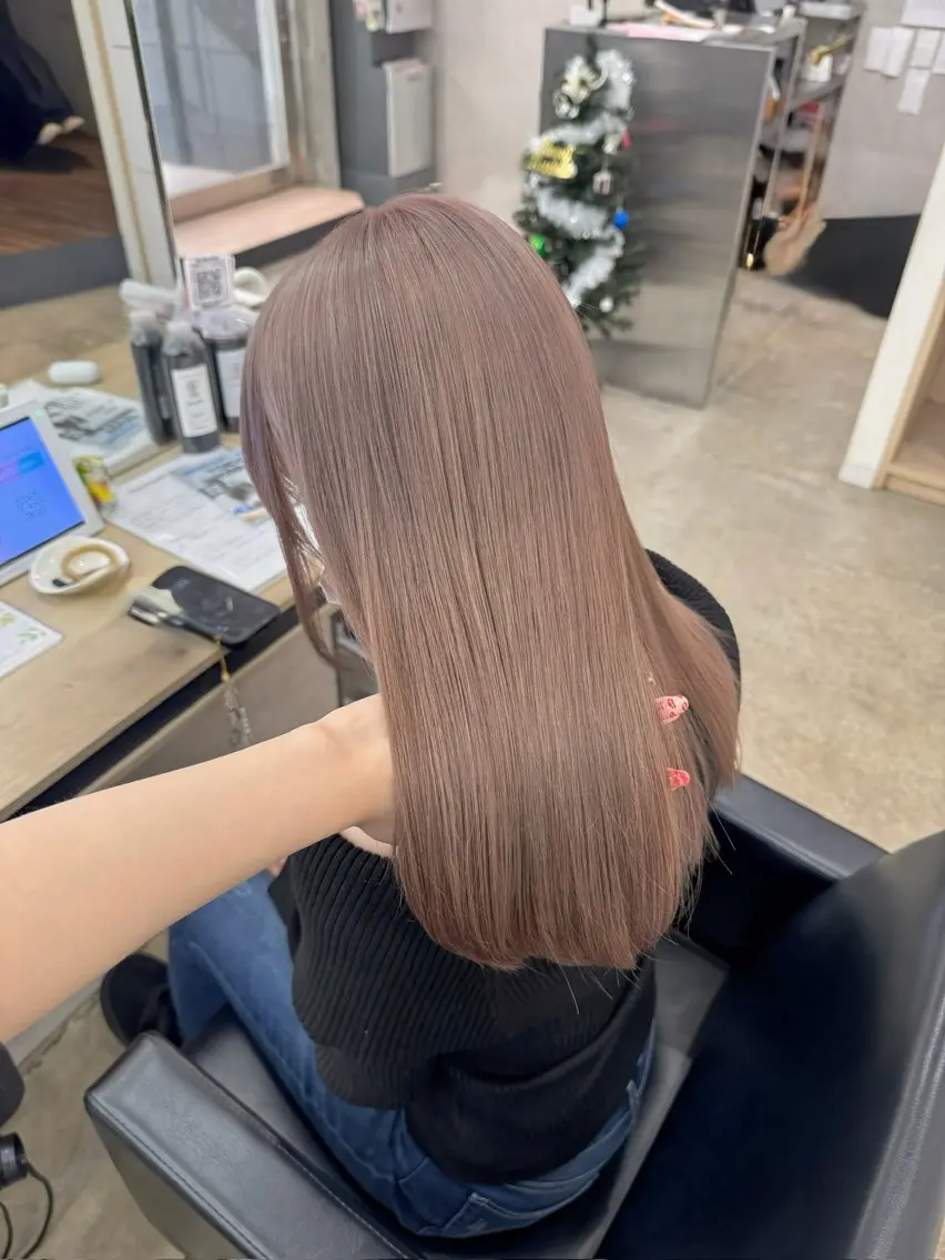 ミディアム カラー ブリーチ ヘアカラー 小顔カット/艶 カラー特化♡MIHOのヘアスタイル