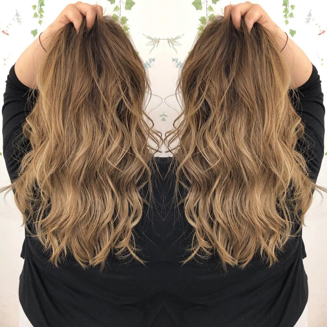 ロング カラー アッシュ バレイヤージュ ブリーチ グラデーションカラー グレージュ 似合わせカット/ レイヤーカット/新谷のヘアスタイル