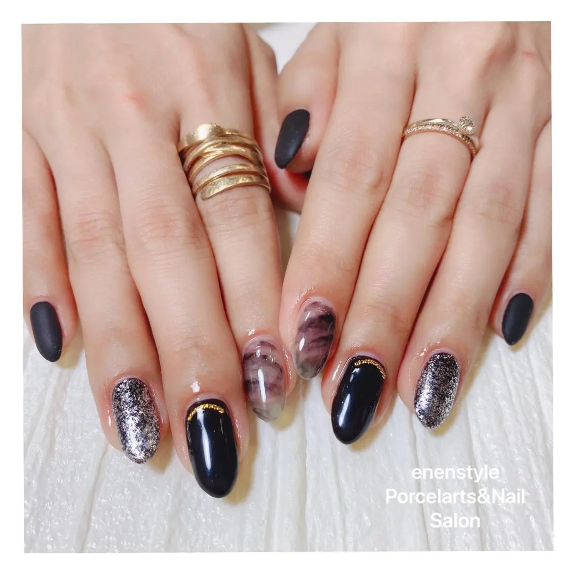 ミディアム ネイル ハンドネイル 🐾enen style 🐾のネイルデザイン