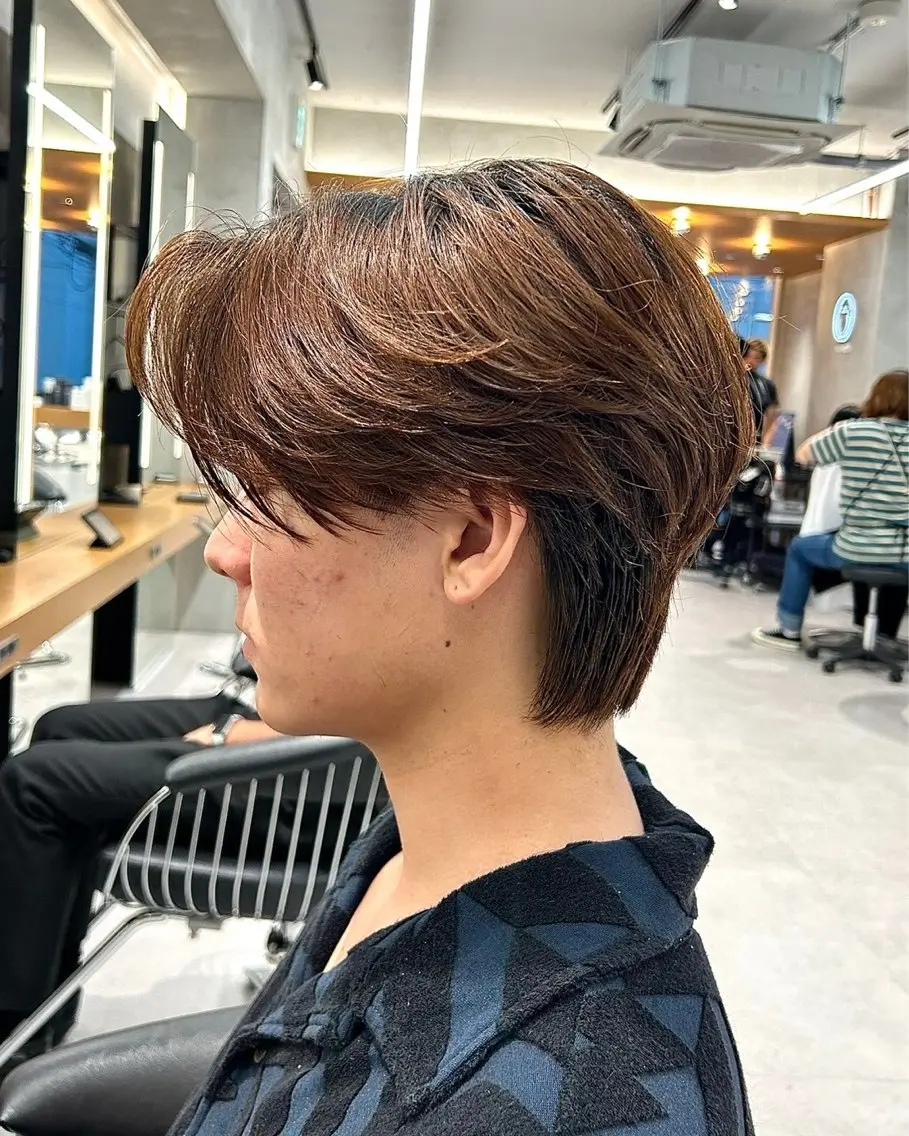メンズ レイヤーカット 暖色カラーayuのヘアスタイル