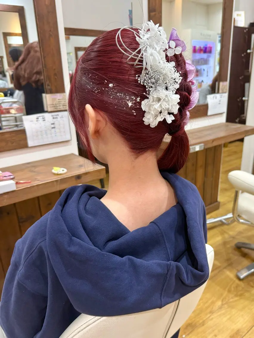 ロング カラー ヘアアレンジ 成人式 ポニーテール ヘアセット 💖ダブルカラー/ ヘアセット/晴香💖のヘアスタイル