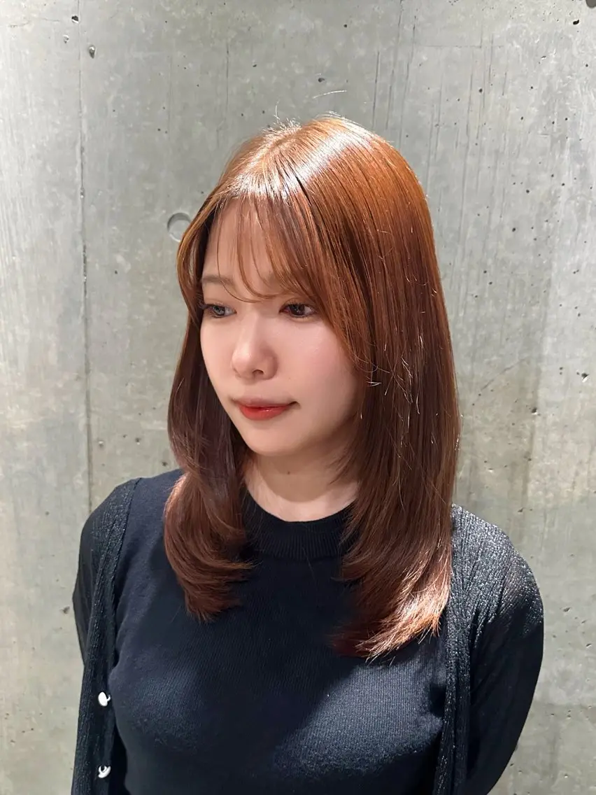 ミディアム ヘアカラー カラー/縮毛矯正🌟 奈寧のヘアスタイル