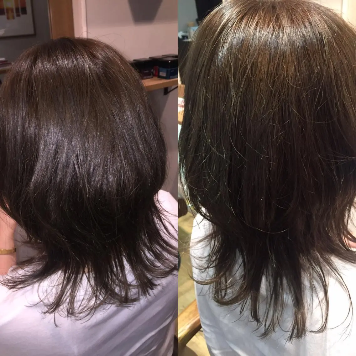 セミロング カラー グレージュ ツキダテ ユイのヘアスタイル