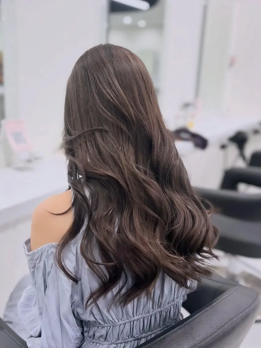 ロング カラー ヘアカラー トリートメント ヘアセット 💛ミルクティー 色落ち可愛い💛のヘアスタイル