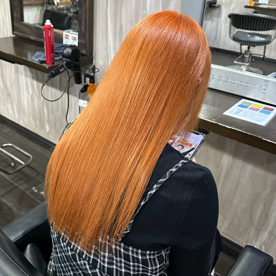 カラー オレンジ レイヤー🌟 縮毛矯正🩷はるなのヘアスタイル