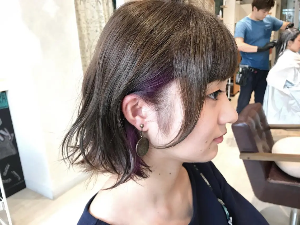 ショート カラー アッシュ インナーカラー ラベンダーカラー ラベンダーアッシュ メンズ指名多数!! 田島史也のヘアスタイル
