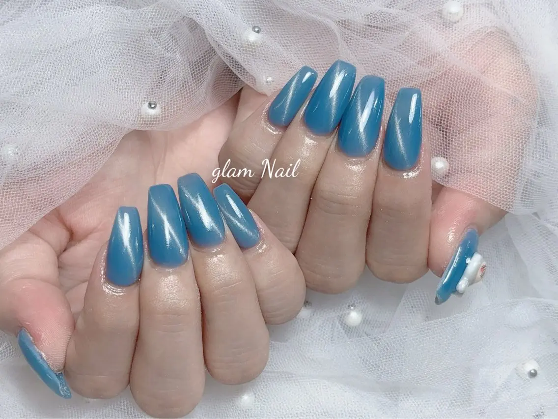 ネイル ハンドネイル エツメ💅 長さ出し🎀デザインのネイルデザイン