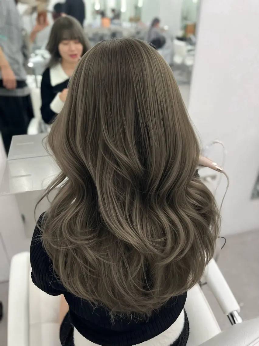 ロング カラー ベージュカラー ブリーチ 透明感カラー ダブルカラー ブリーチなしカラー カット ヘアカラー トリートメント 盛れる顔周り✨韓国式 レイヤーkanatoのヘアスタイル