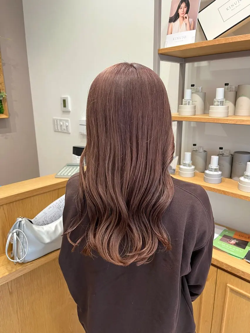 ロング カラー ブリーチ 透明感カラー ピンクカラー カット ヘアカラー トリートメント 葉田 綾乃のヘアスタイル