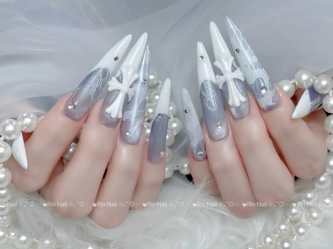 ネイル ブルー ジェルネイル ガーリー グラデーション グリーン ハンドネイル Rin Nail 新大久保店のネイルデザイン