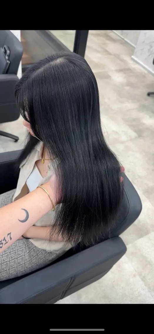 ロング カラー 黒髪 ブルーカラー ブルーブラック 遠藤沙也加 /レイヤーカットのヘアスタイル