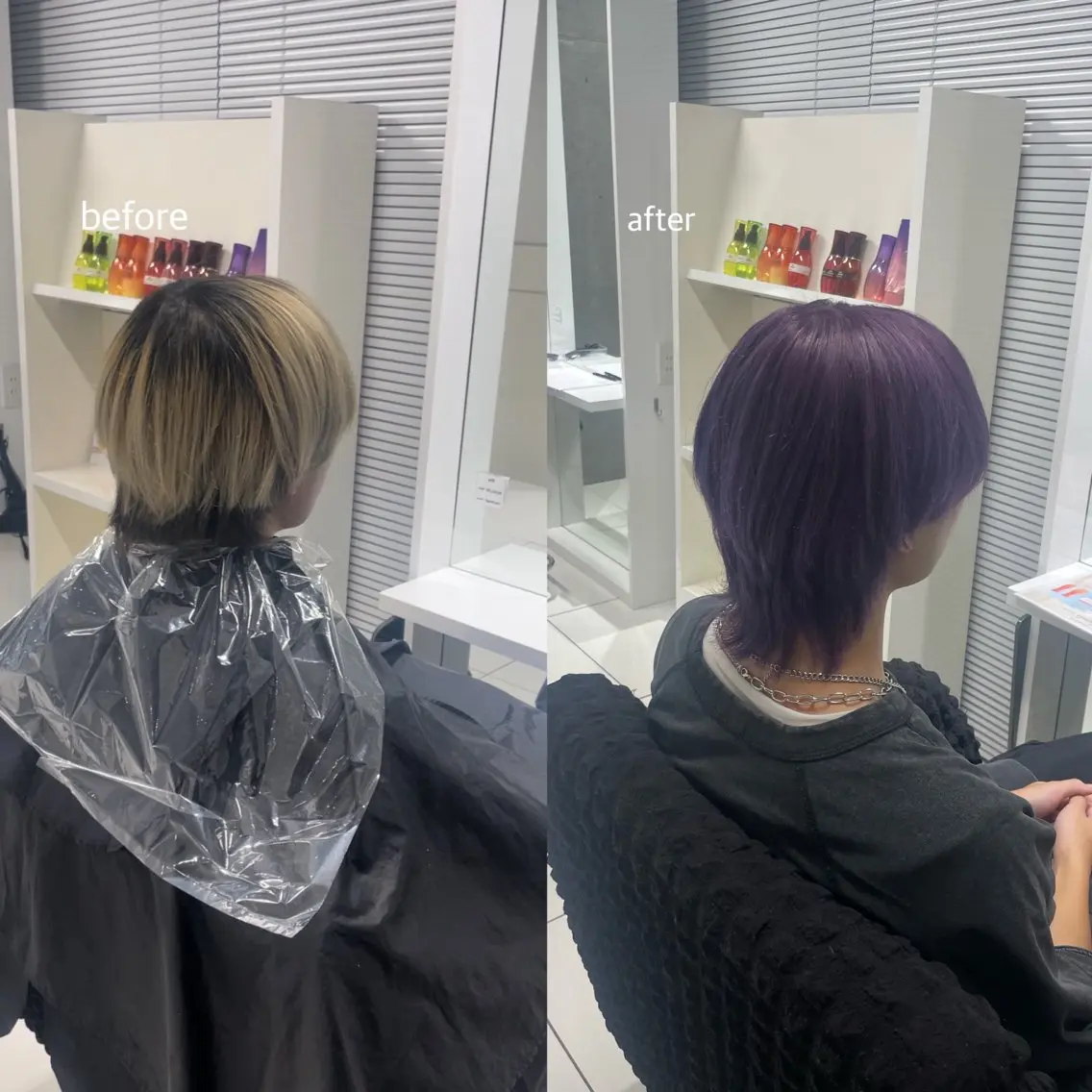ショート カラー ラベンダーカラー yuzuna ハイトーン 天神のヘアスタイル