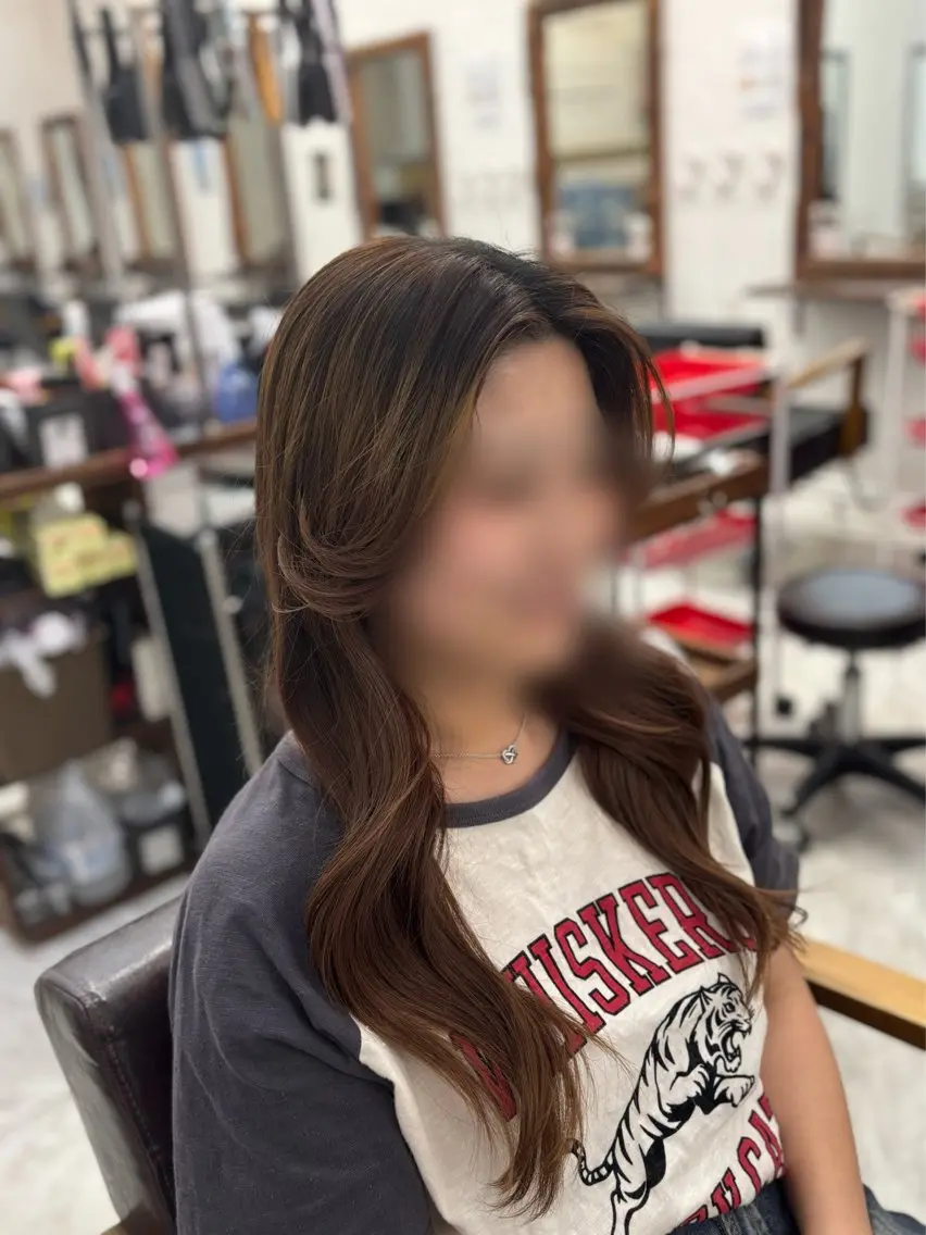 ロング 顔周りカット 韓国風ヘア レイヤーカット 森元 優衣のヘアスタイル