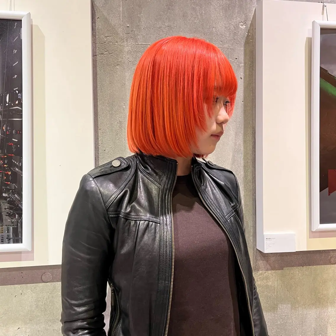 ミディアム カラー ダブルカラー ボブ カット 柴田 愛奈のヘアスタイル