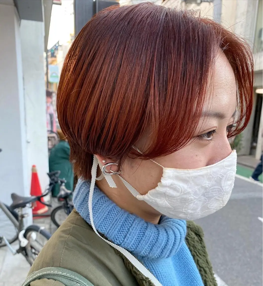 ショート カラー カット ヘアカラー トリートメント 森貴裕/ベージュ/ パーマ/オリーブのヘアスタイル