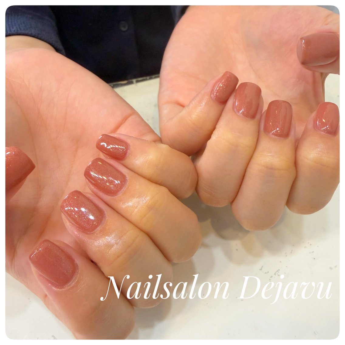 ネイル ブラウン ピンク ハンドネイル Nailsalon Dejavuのネイルデザイン