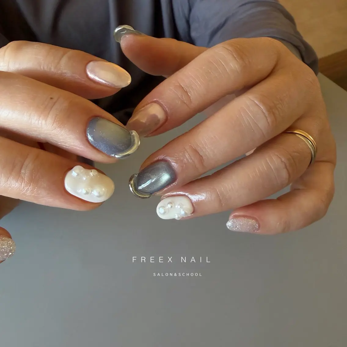 ネイル マグネットネイル ハンドネイル ハンドケア freex nail /ニュアンス/個性派のネイルデザイン