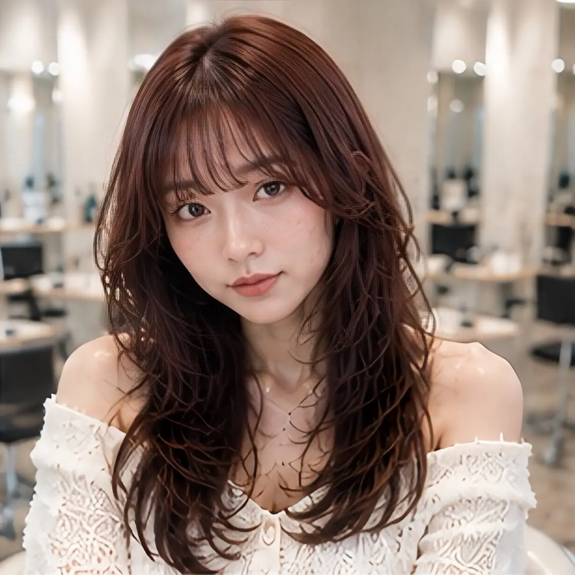 ロング カラー カット ヘアカラー 縮毛矯正/レイヤー/ 前髪カット/おばかんのヘアスタイル