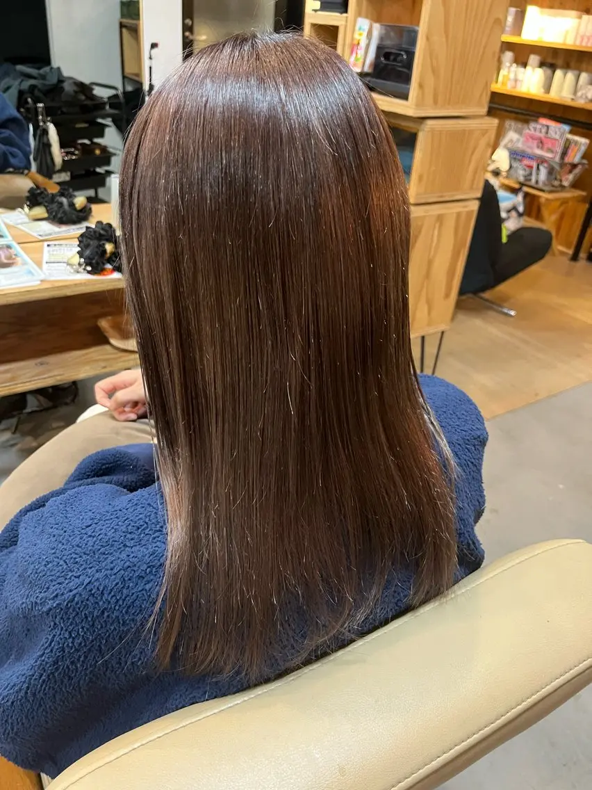 セミロング ピンクブラウン カット ヘアカラー 阪神西宮★JUNO 川﨑温子のヘアスタイル