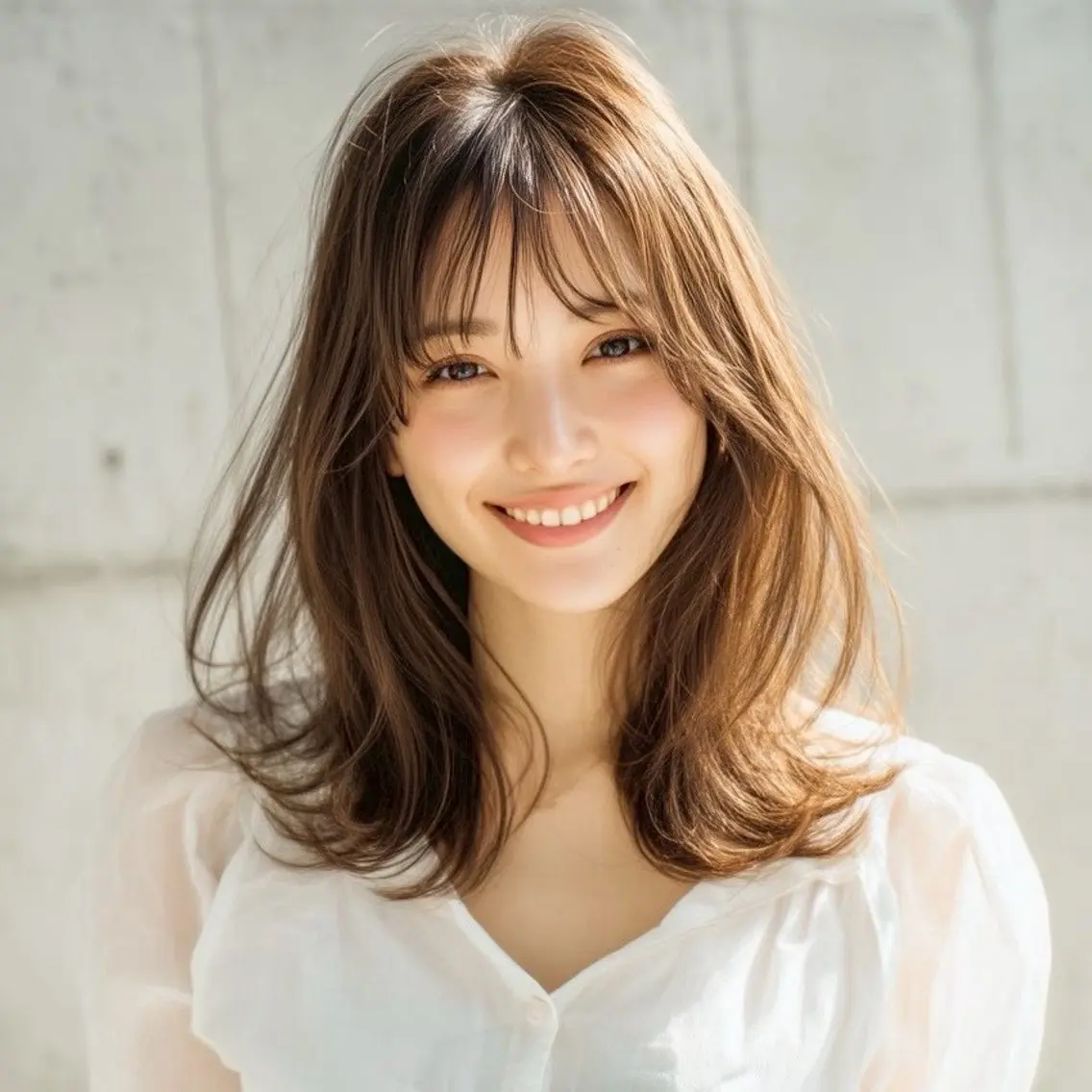 セミロング 縮毛矯正 トリートメント こうき/前髪割れ癖 改善/カット/カラーのヘアスタイル
