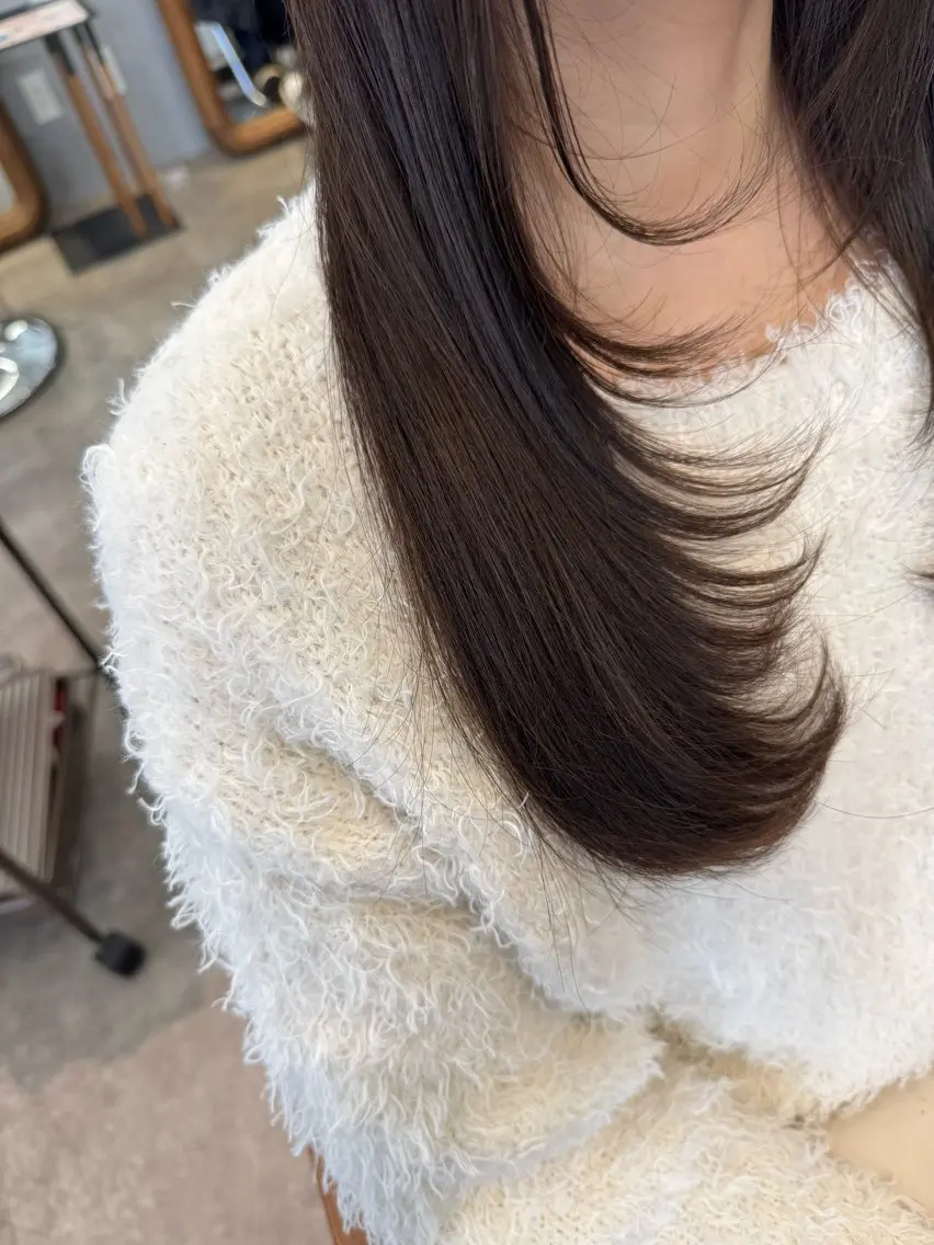 ロング カラー ブリーチ ダブルカラー グレージュ ブリーチなしカラー オリーブグレージュ ヘアカラー オスズ 🎀´-のヘアスタイル