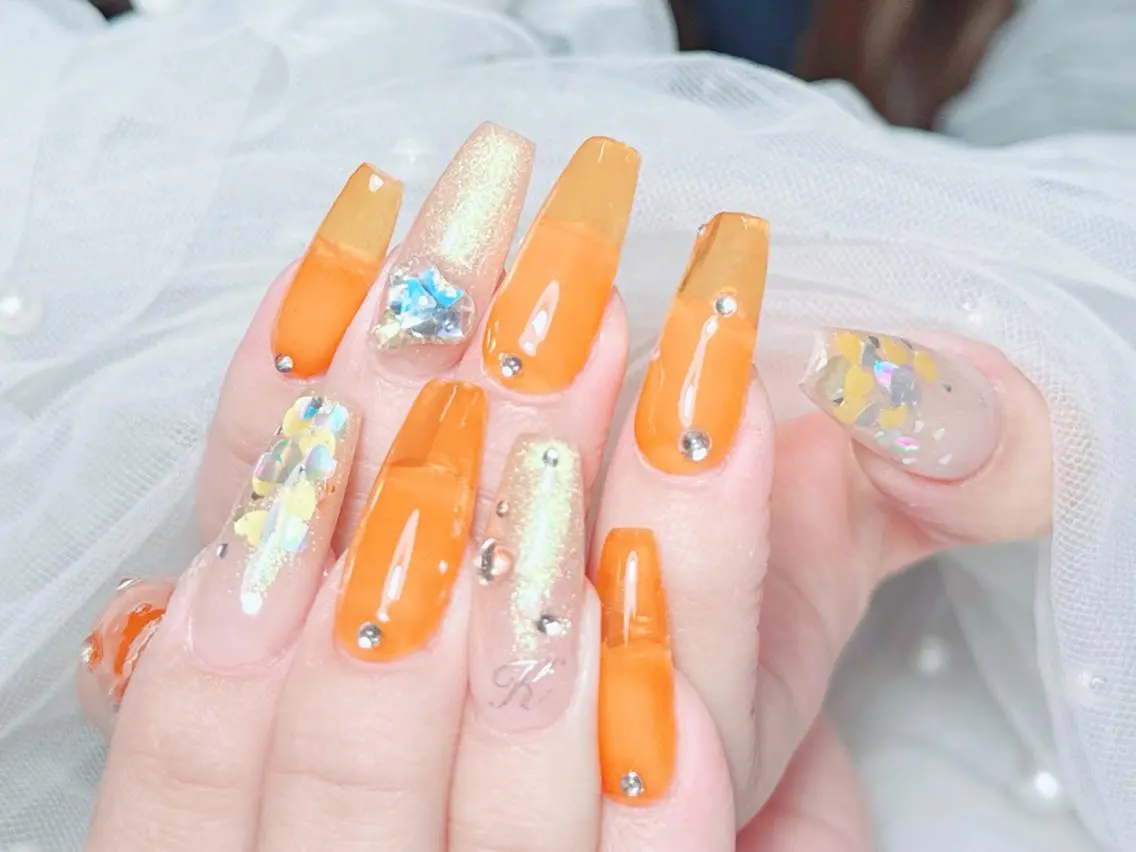 ネイル オーロラネイル チークネイル 長さ出し フットネイル フレンチネイル yumi nailのネイルデザイン