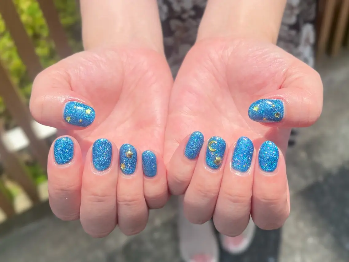 ネイル ブルー ハンドネイル Nail salon Cielel⟡Ayaのネイルデザイン