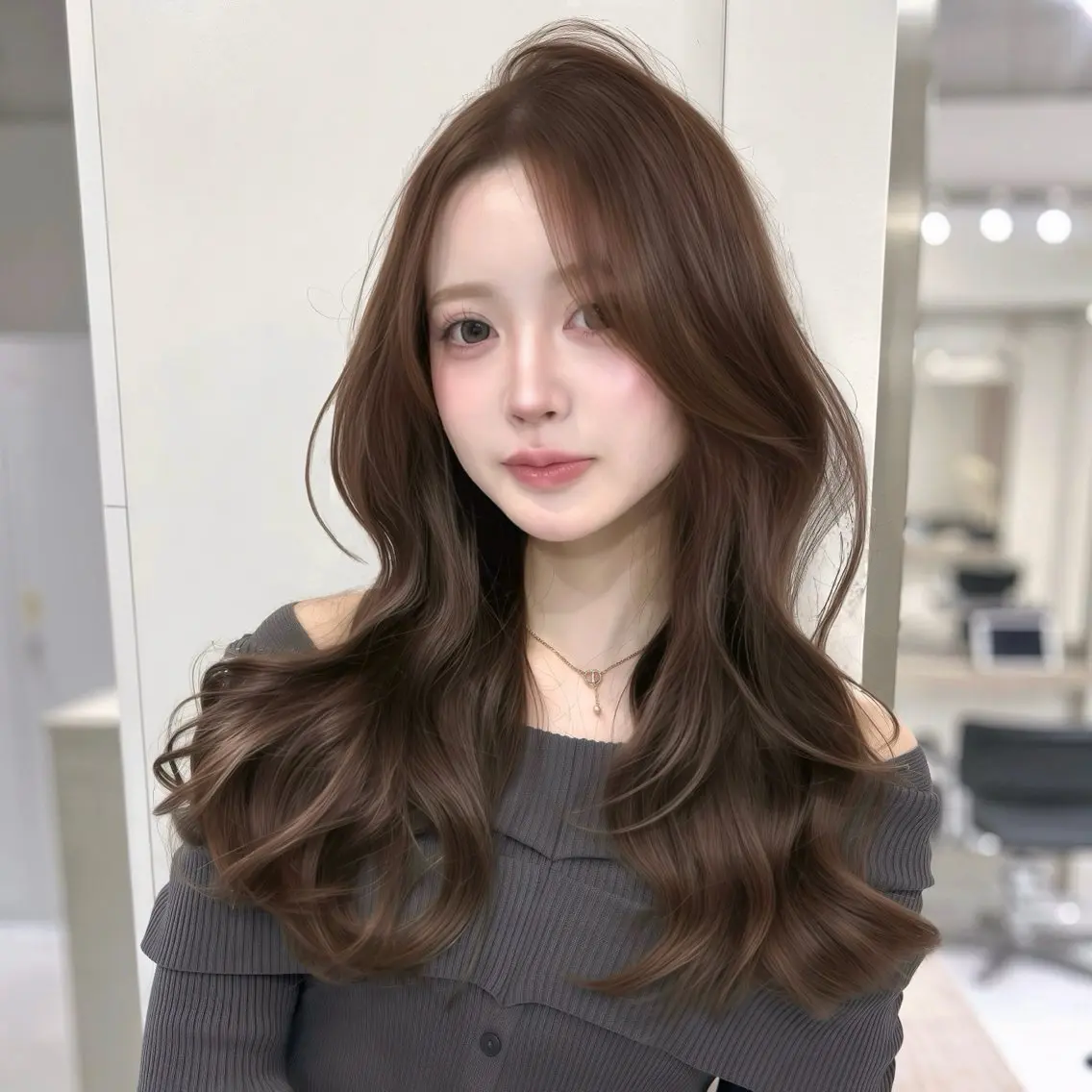 ロング レイヤーカット カット ヘアカラー トリートメント yuuka 🖤韓国ヘア🖤のヘアスタイル