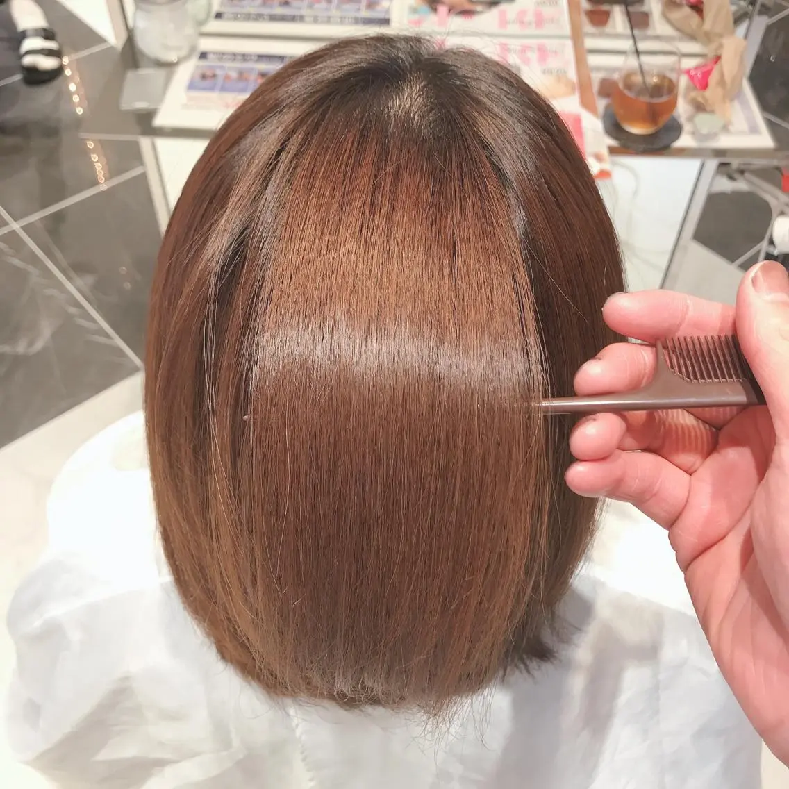 セミロング 髪質改善 トリートメント ボブ/ハイトーン 福生Radix 下田のヘアスタイル
