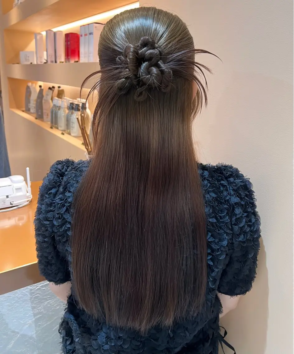 ロング カラー ヘアアレンジ ヘアセット ✨カチモリ✨レイヤー 韓国ヘア🇰🇷ゆいのヘアスタイル